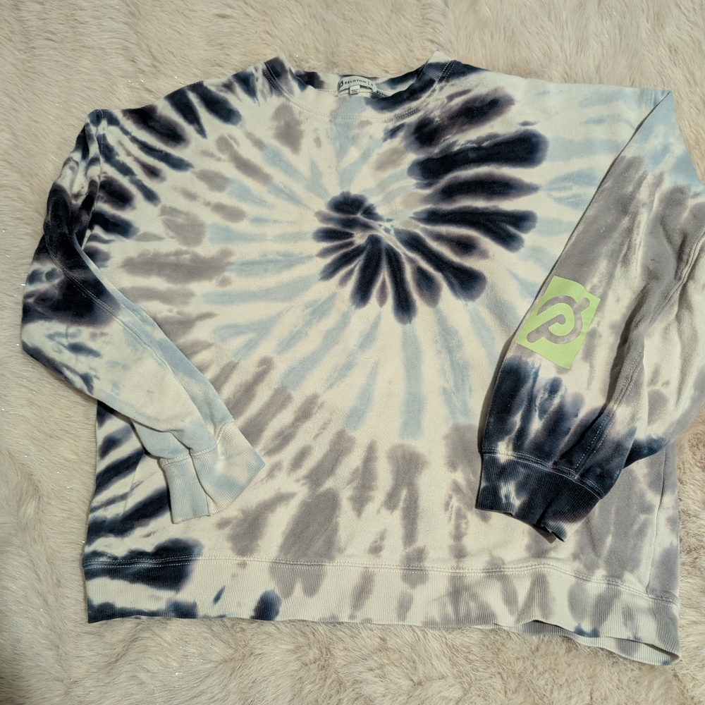 Peloton Blue and White Tie-Dye Sweatshirt
